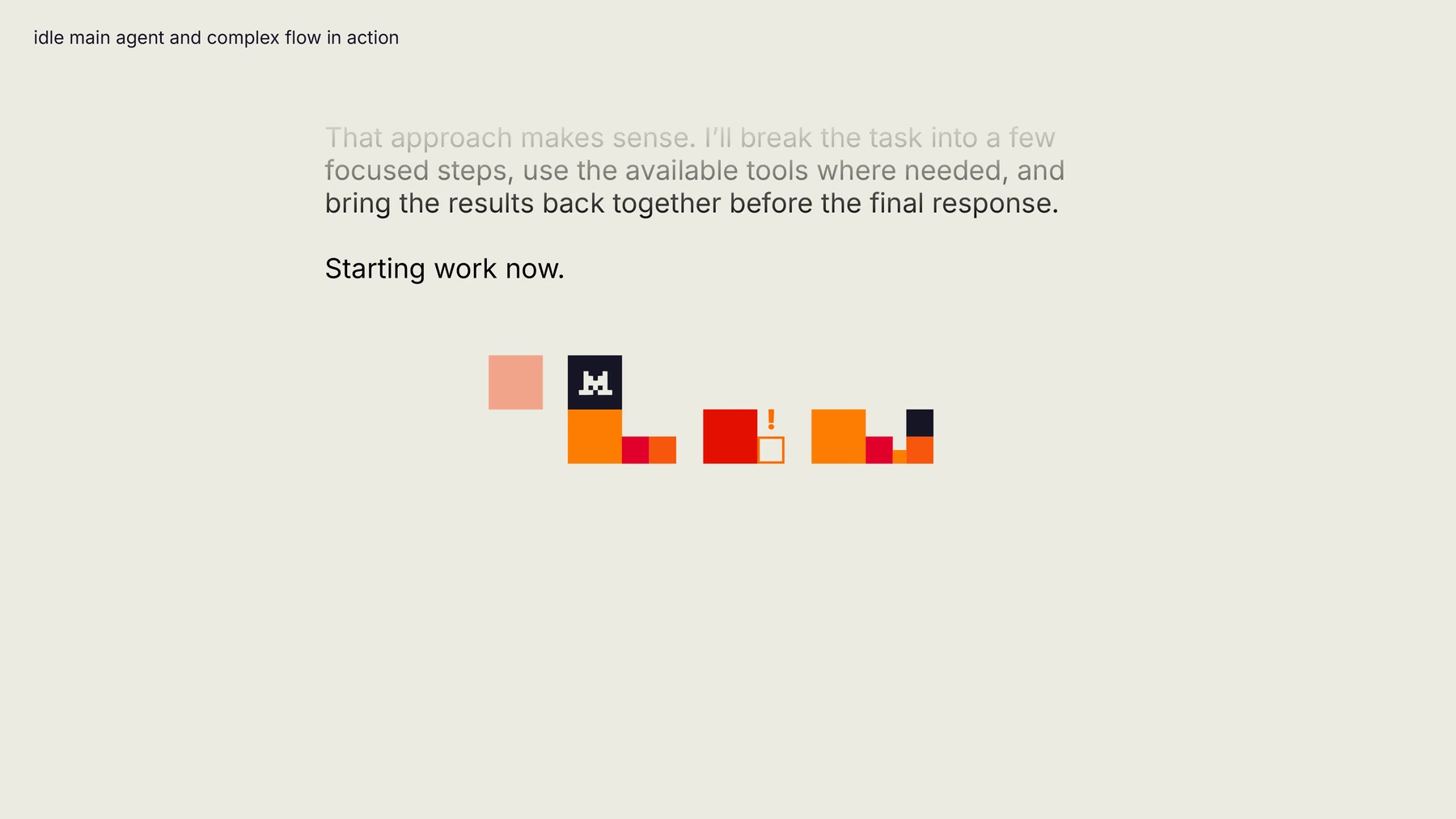 The same workflow on a warm off-white ground, with the tool module inverted to dark