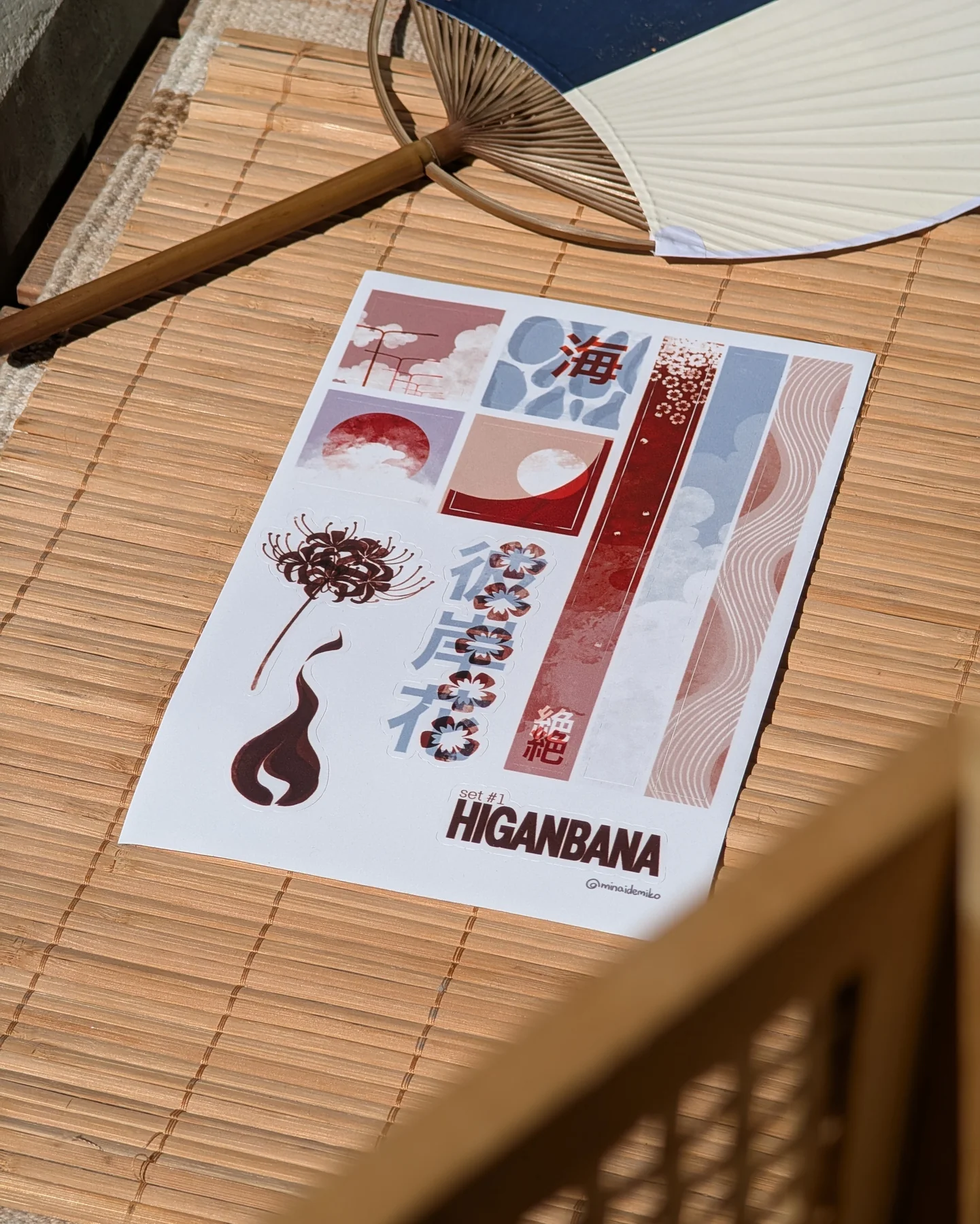A printed design sheet on a table