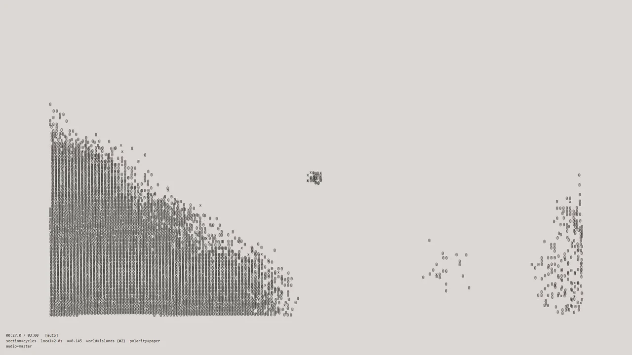 A sparse field of punctuation beginning to gather on paper