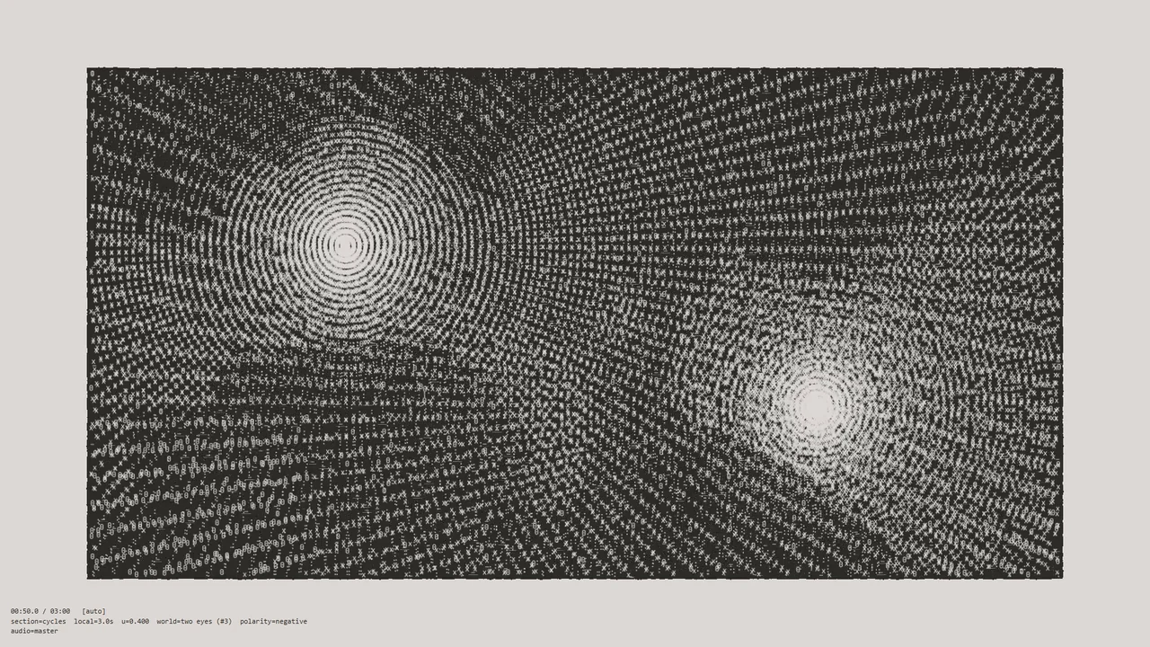 Two typographic gravity wells drawn only in ink